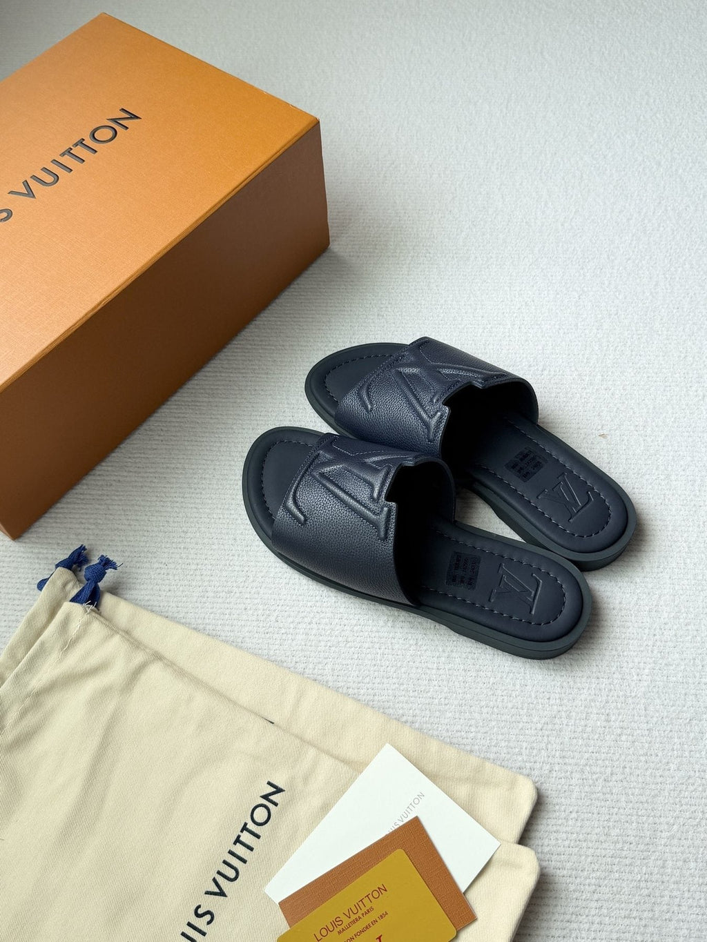 Louis Vuitton Portofino Monogram Slide Sandals — front