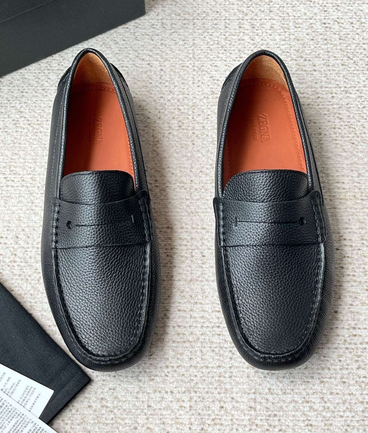 Zegna Pebbled Leather Penny Loafers — hero