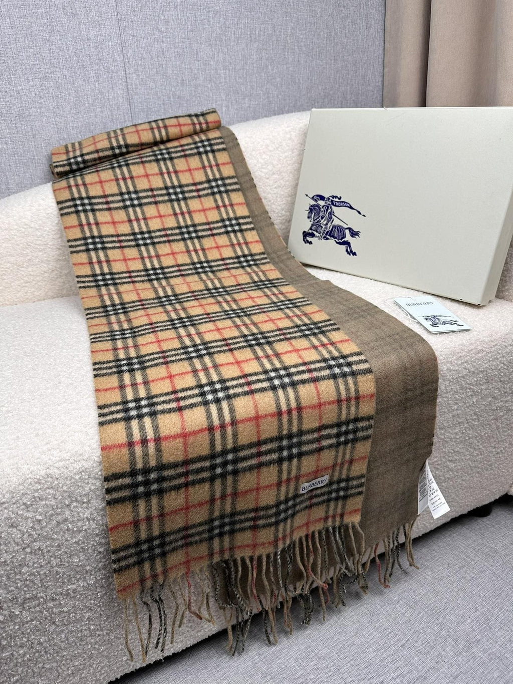 Burberry Reversible Fringed Plaid Scarf — side