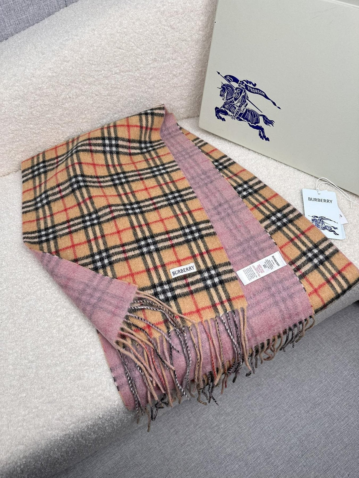 Burberry Reversible Fringed Plaid Scarf — side