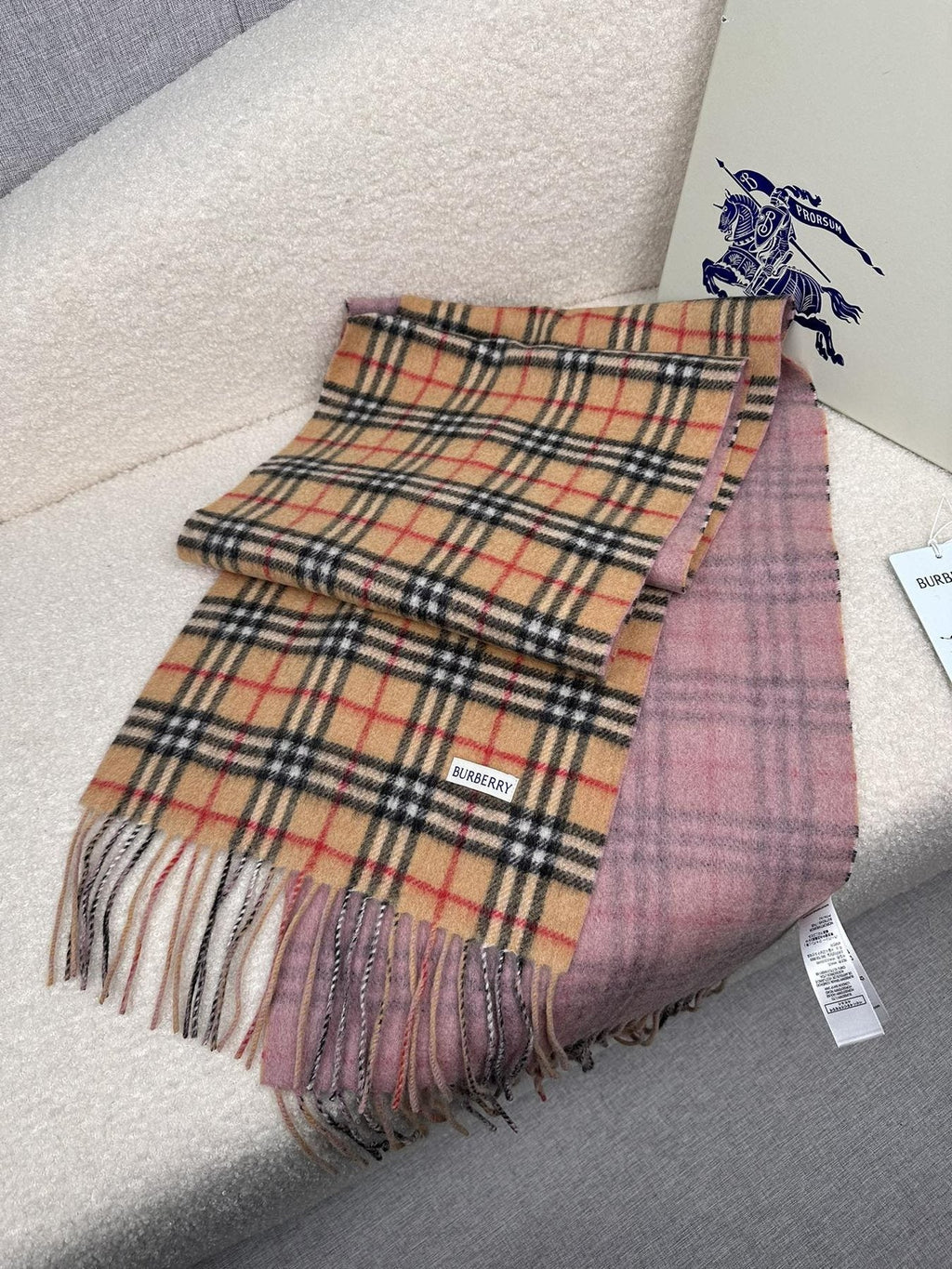 Burberry Reversible Fringed Plaid Scarf — side