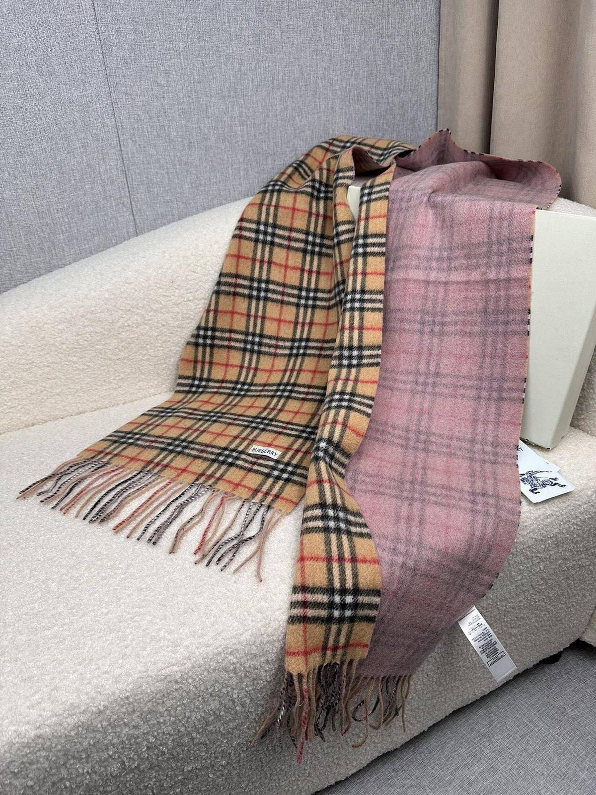Burberry Reversible Fringed Plaid Scarf — front