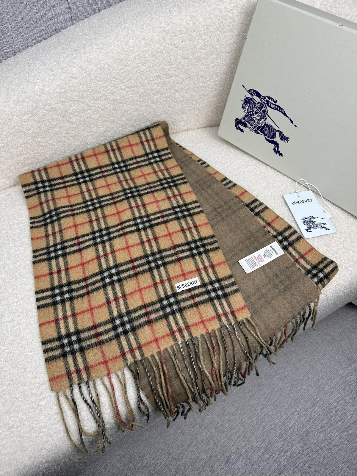 Burberry Reversible Fringed Plaid Scarf — front