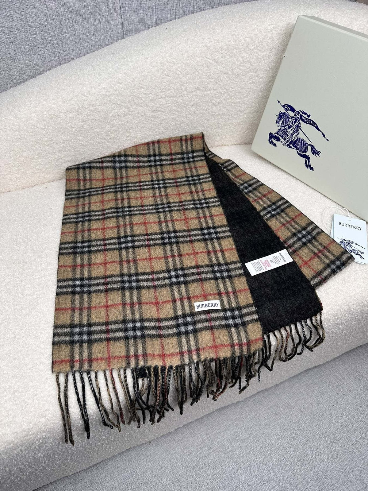 Burberry Reversible Fringed Plaid Scarf — side