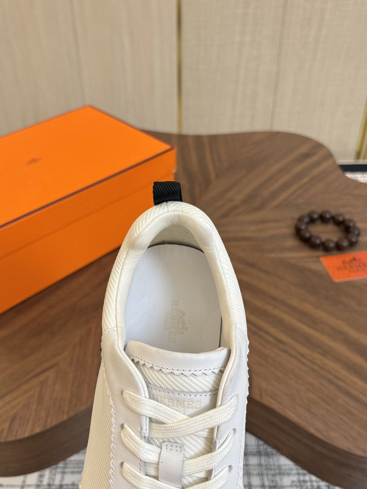 Hermes Black Ribbed Sole Sneakers — back