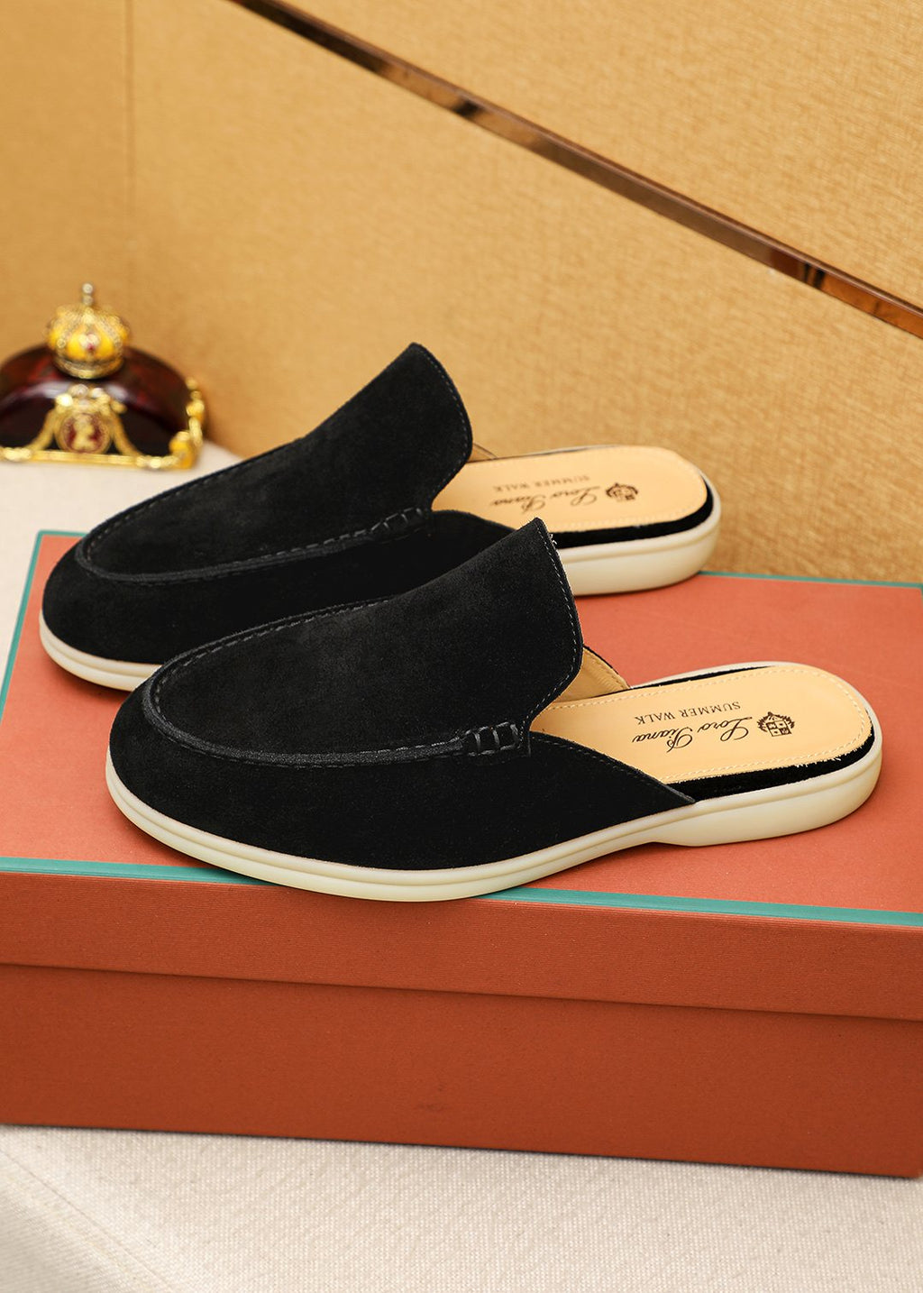 Loro Piana Suede Backless Loafers — front