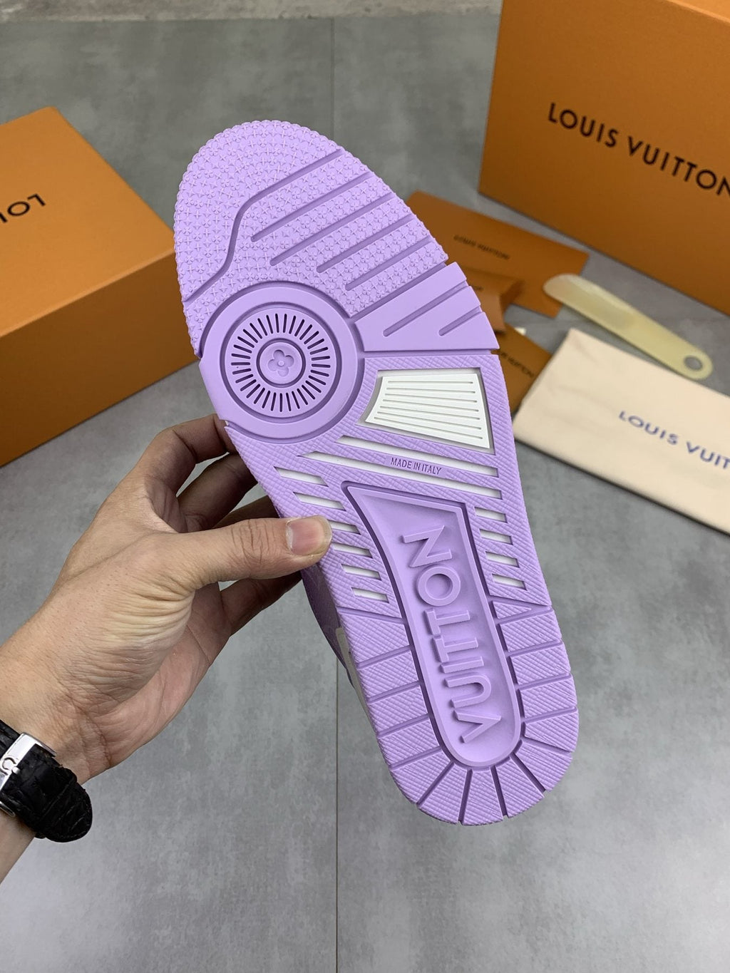 Louis Vuitton Lavender Purple Low-Top Sneakers — detail