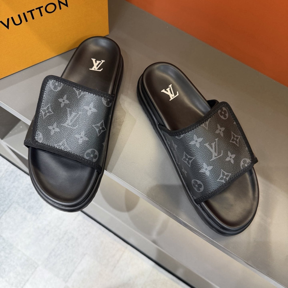 Louis Vuitton Monogram-Patterned Slide Sandals — side