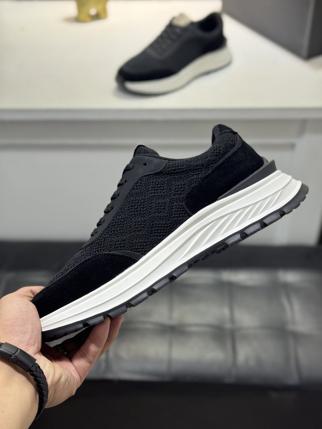 Zegna Knit Lace-Up Sneakers — side