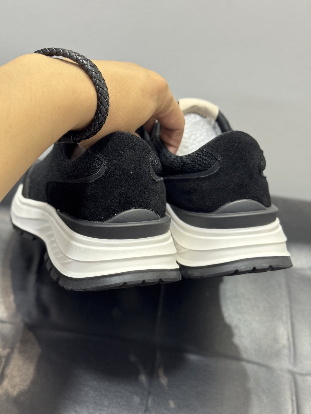 Zegna Knit Lace-Up Sneakers — back