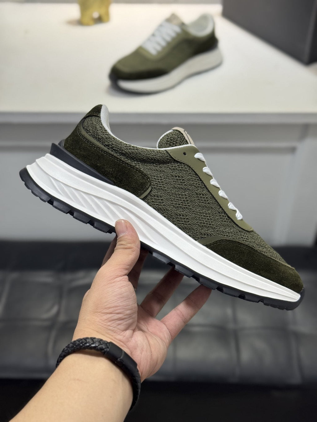 Zegna Knit Lace-Up Sneakers — side