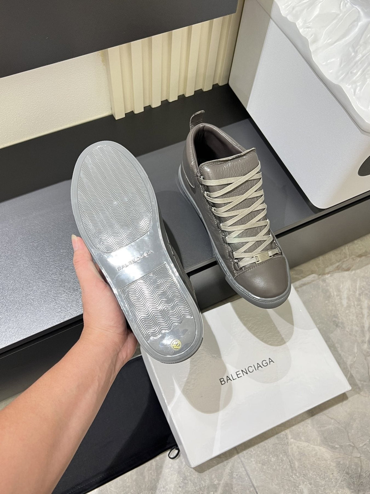 Balenciaga Lace-Up High-Top Sneakers — detail
