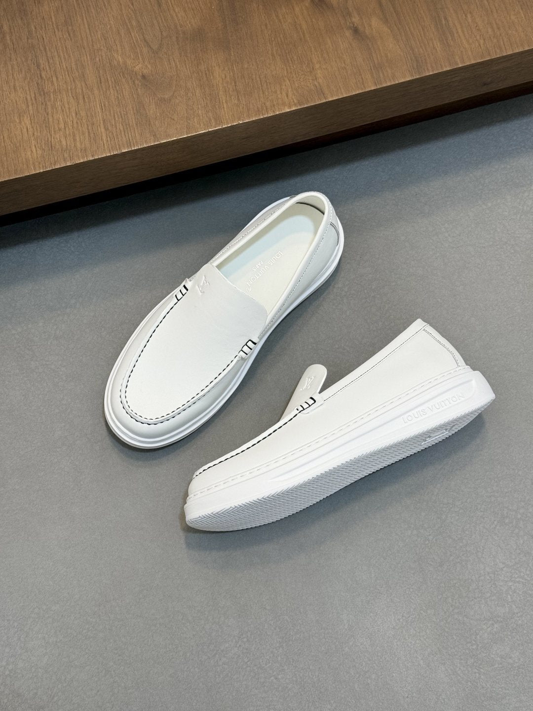 Louis Vuitton Contrast-Stitched Slip-On Sneakers — front