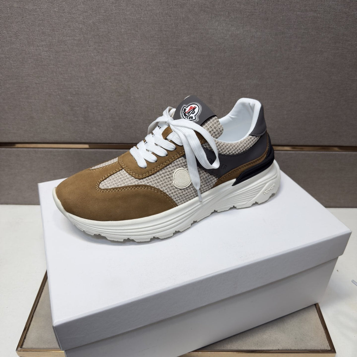 Moncler Mixed-Material Low-Top Sneakers — side