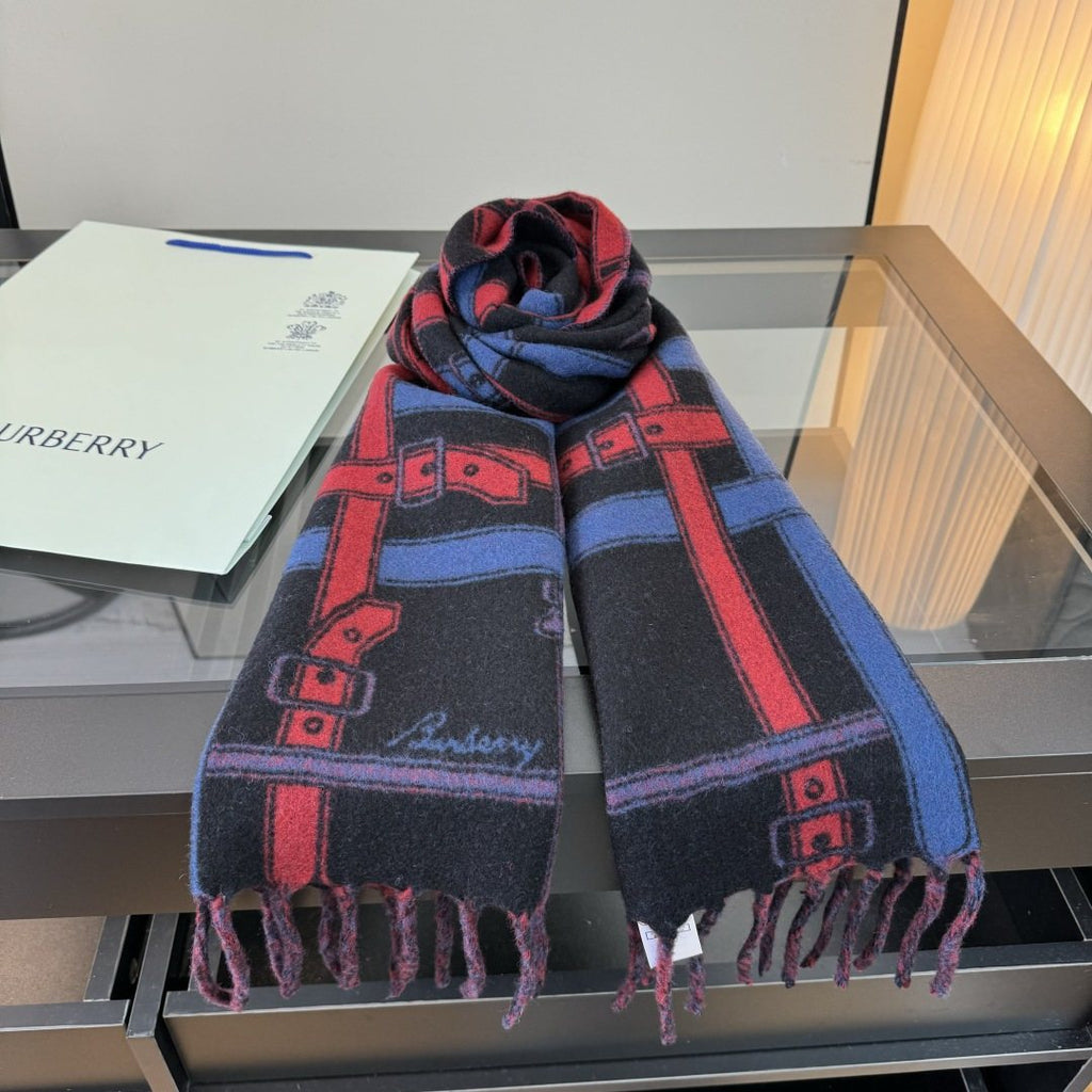 Burberry Reversible Cashmere Fringe Scarf — front