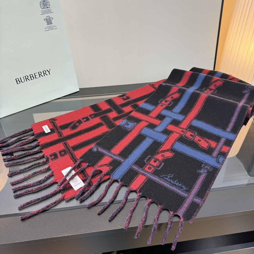 Burberry Reversible Cashmere Fringe Scarf — side
