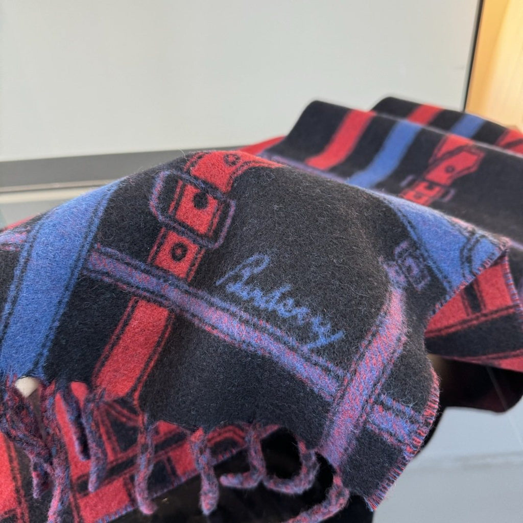 Burberry Reversible Cashmere Fringe Scarf — detail