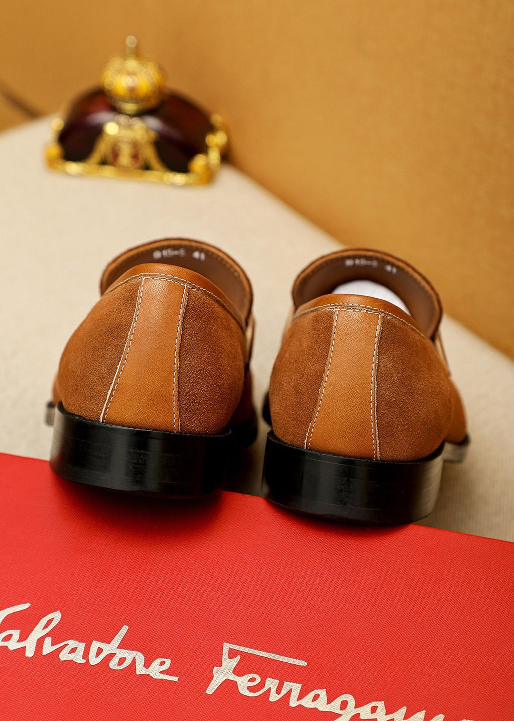 Ferragamo Black Metal Buckle Loafers — back