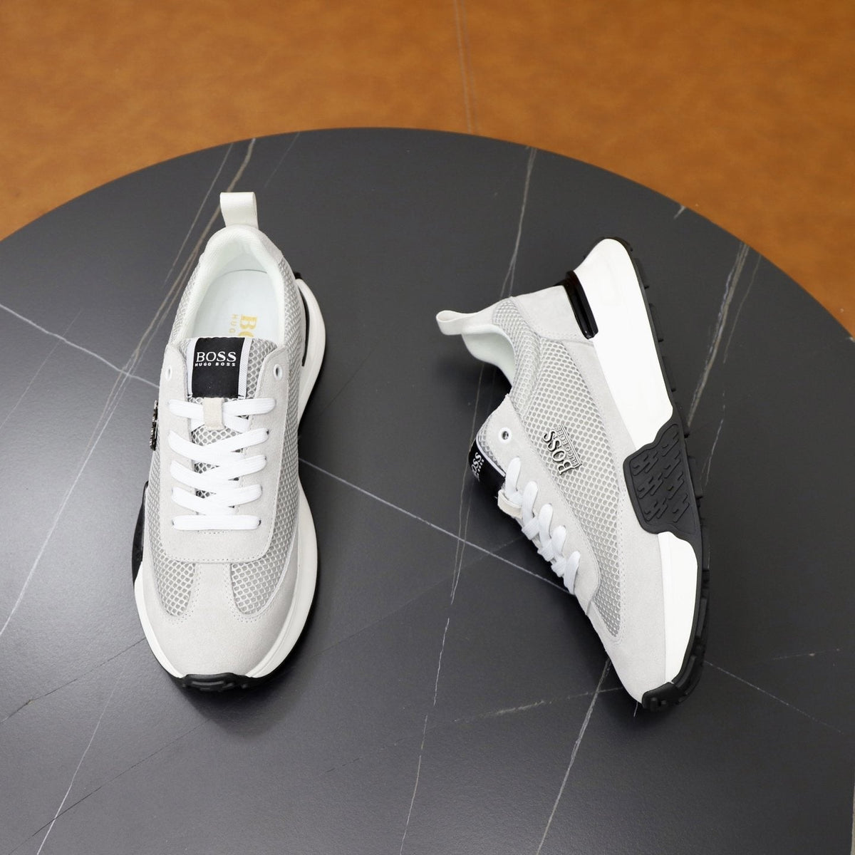BOSS Knit-Panel Low-Top Sneakers — front