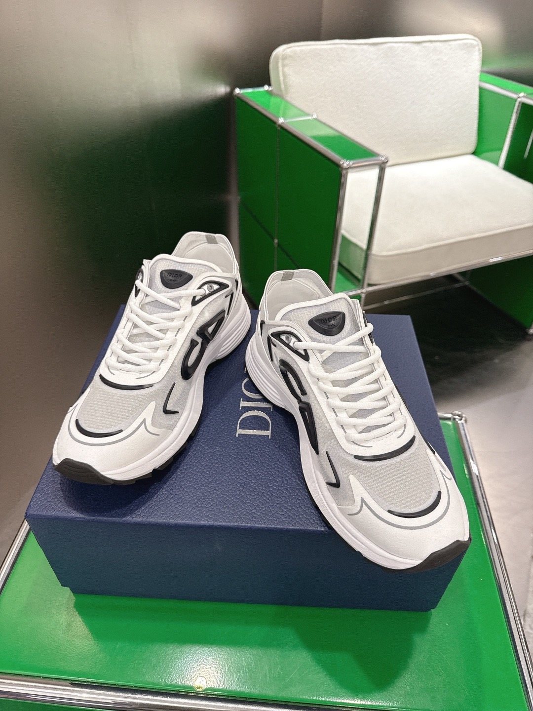 Dior Black and White Accent Low-Top Sneakers — front