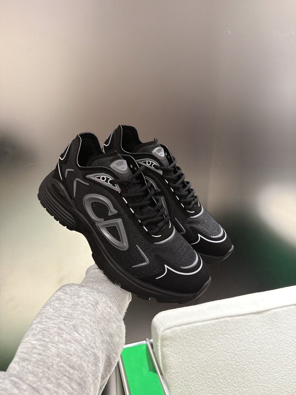 Dior Black and White Accent Low-Top Sneakers — model