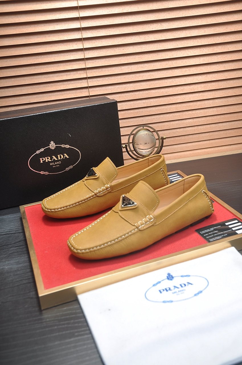PRADA Stitched Driving Loafers — front