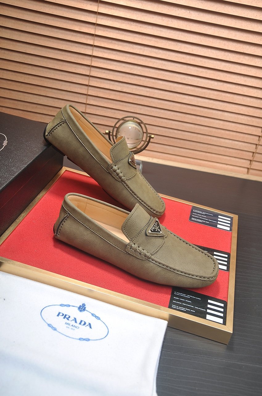 PRADA Stitched Driving Loafers — side