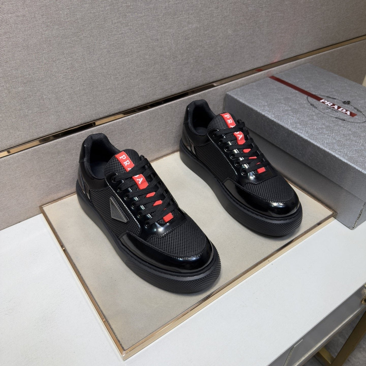 Prada Mesh Panel Low-Top Sneakers — front