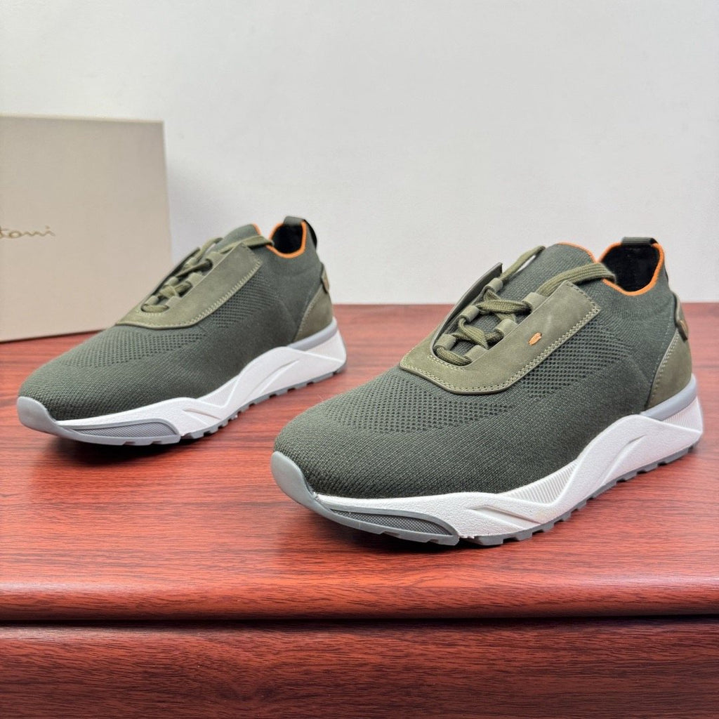 Santoni Light Gray Knit Sneakers — front