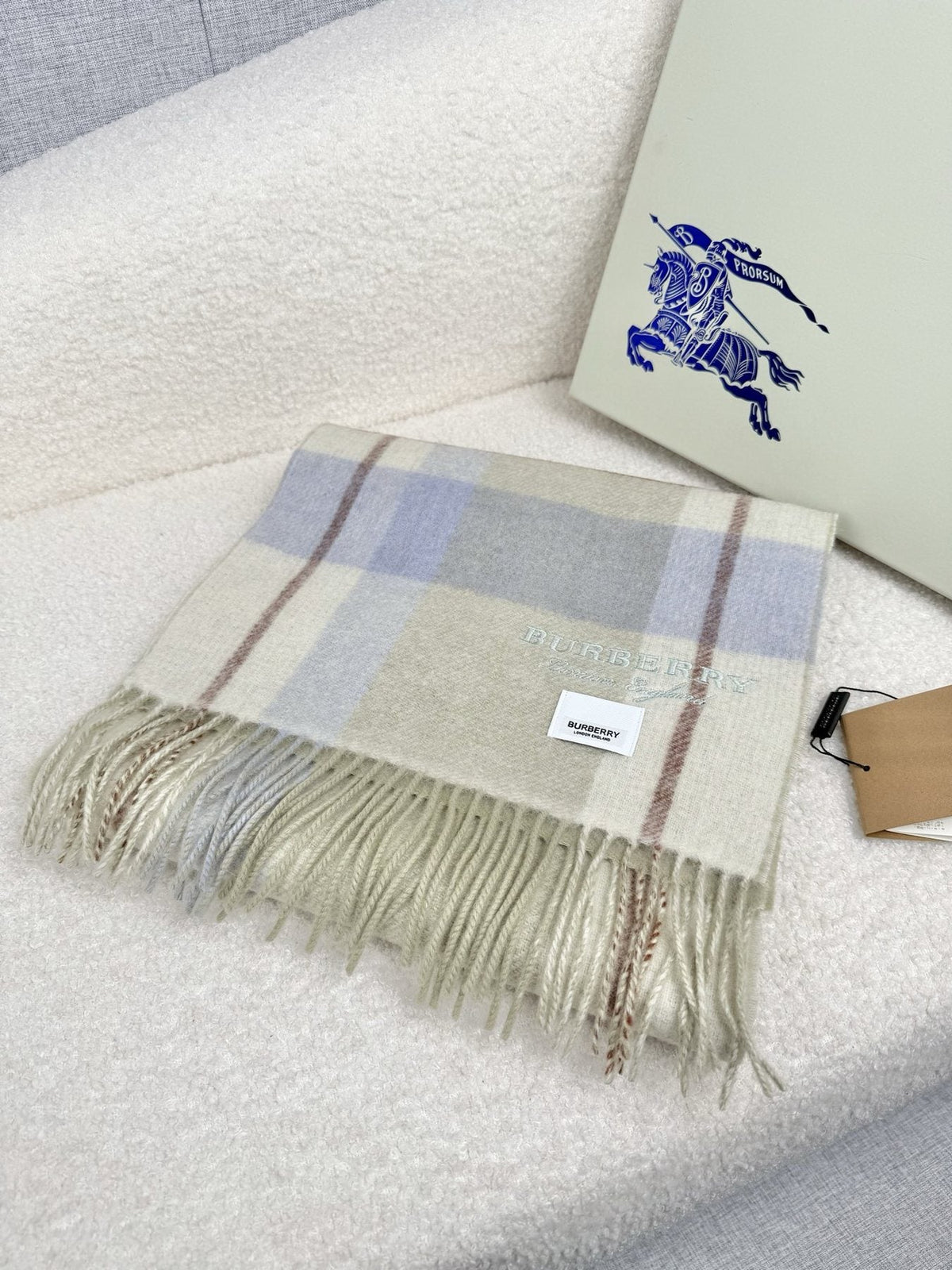 Burberry Double-Sided Plaid Fringe Scarf — front