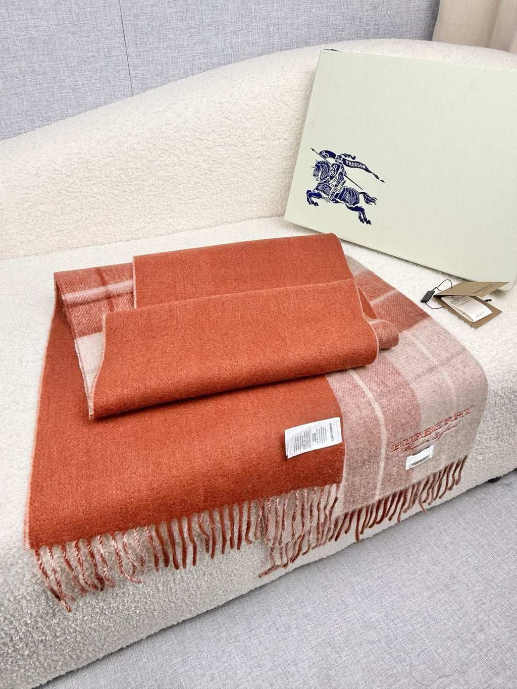 Burberry Double-Sided Plaid Fringe Scarf — back