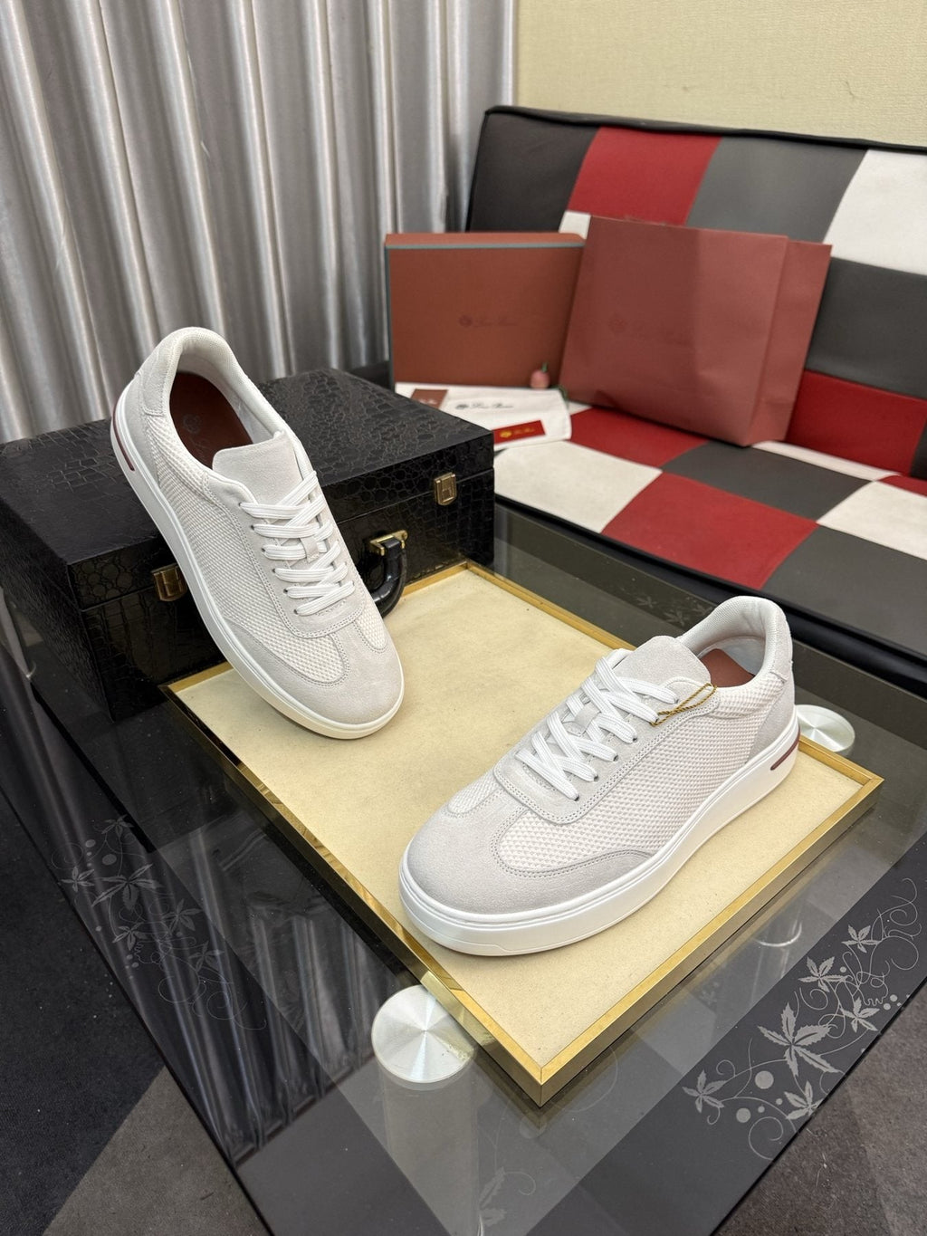 Textured Low-Top Sneakers — front