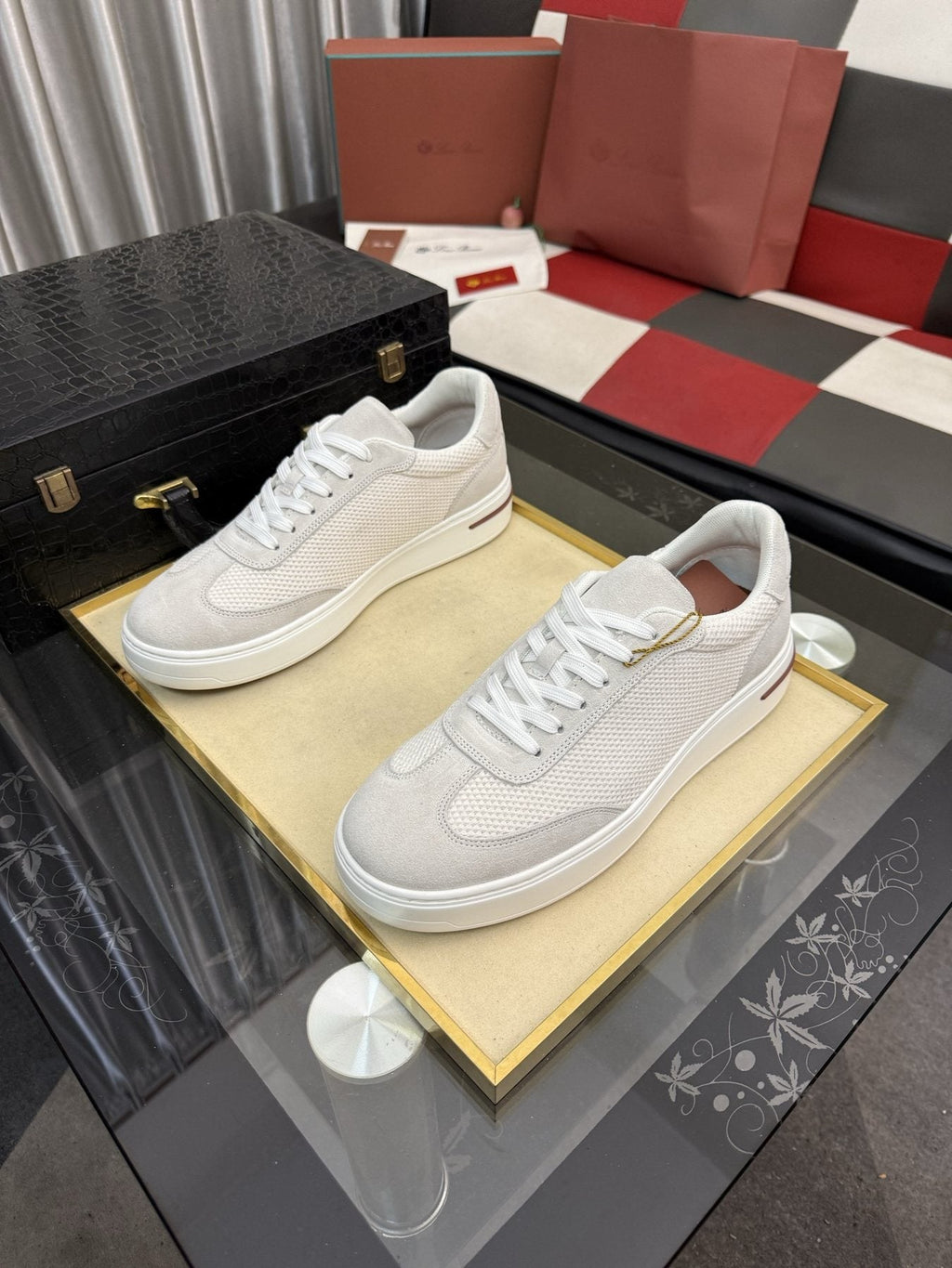 Textured Low-Top Sneakers — front