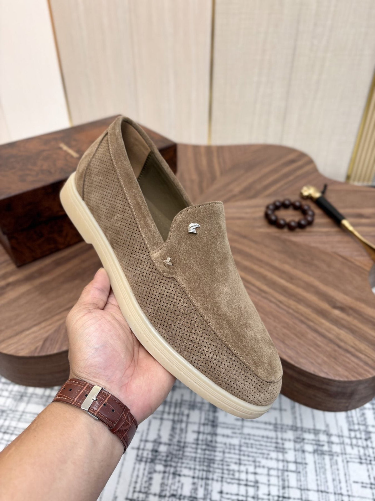 Stefano Ricci Perforated Slip-On Shoes — model