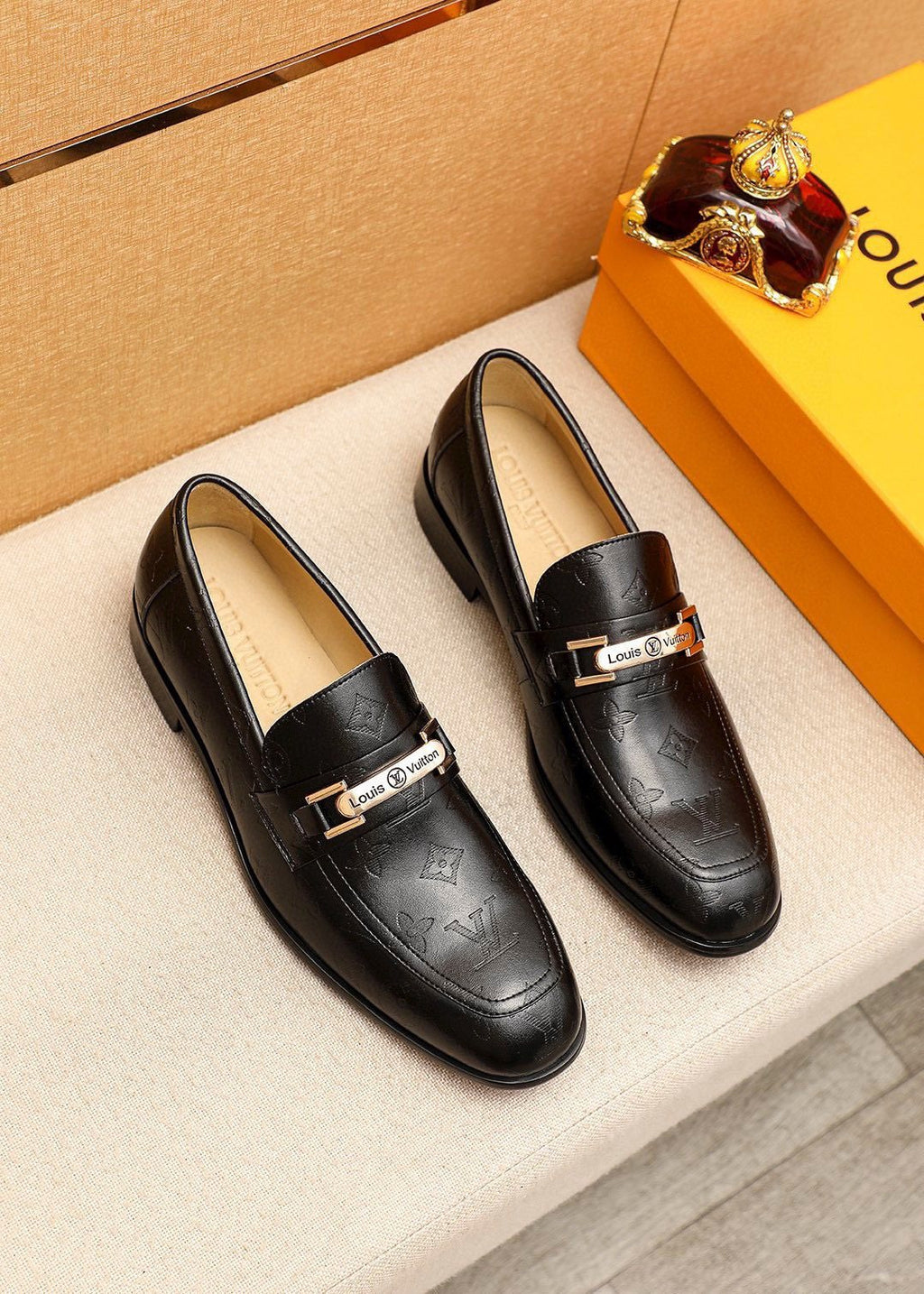 Louis Vuitton Textured Hardware Loafers — front