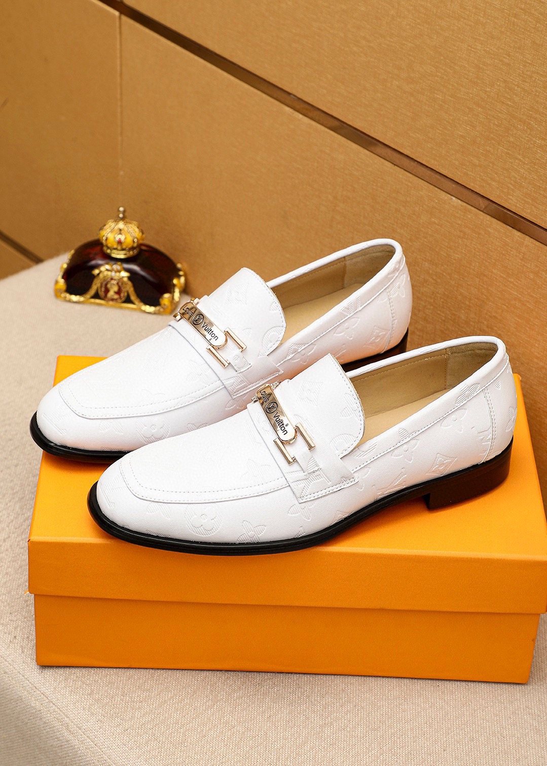 Louis Vuitton Textured Hardware Loafers — front