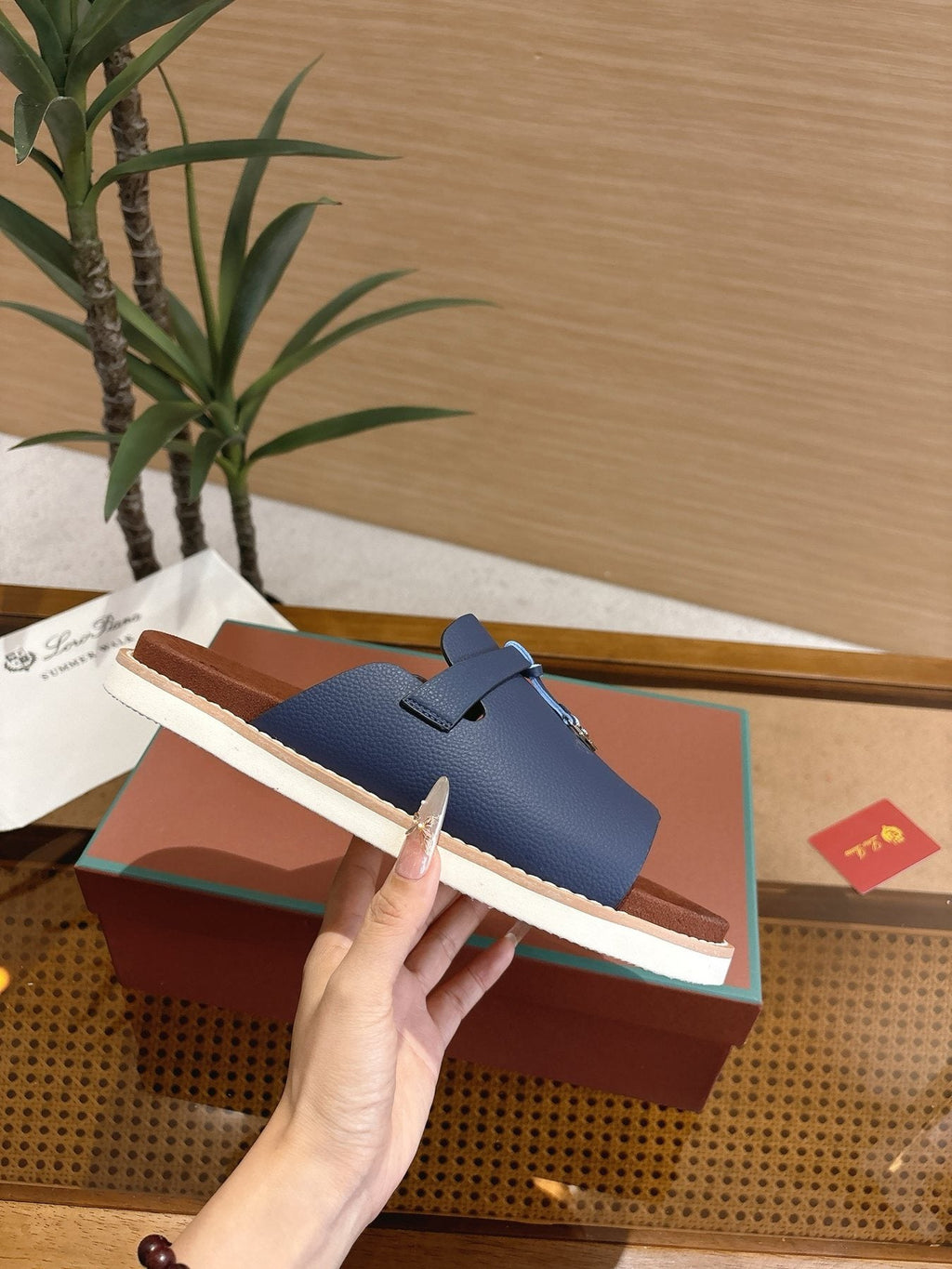 Loro Piana Textured Leather Mule Sandals — side