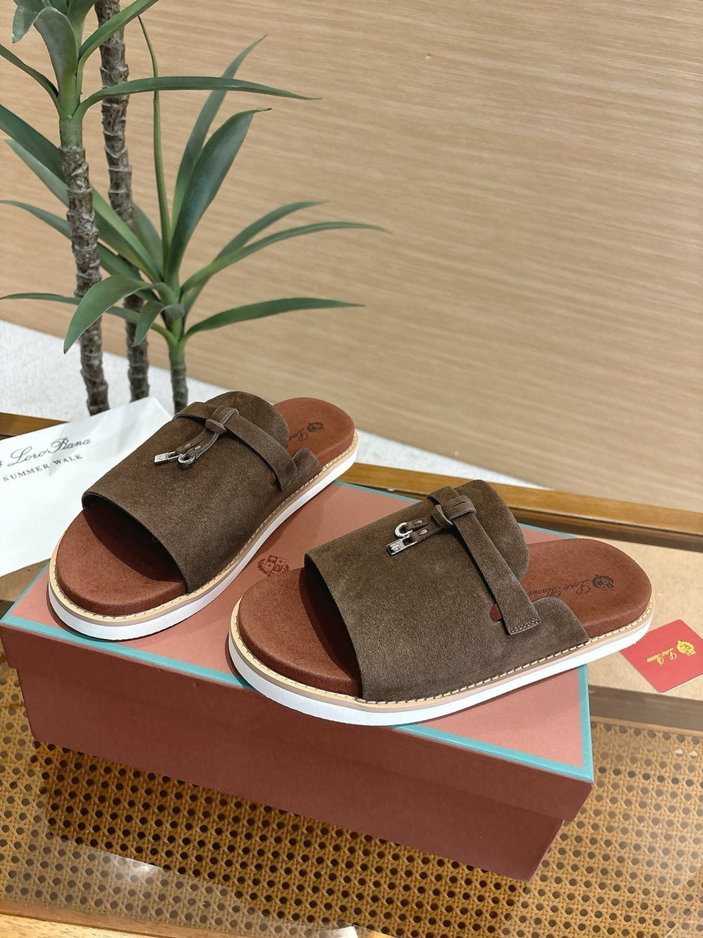 Loro Piana Textured Leather Mule Sandals — front