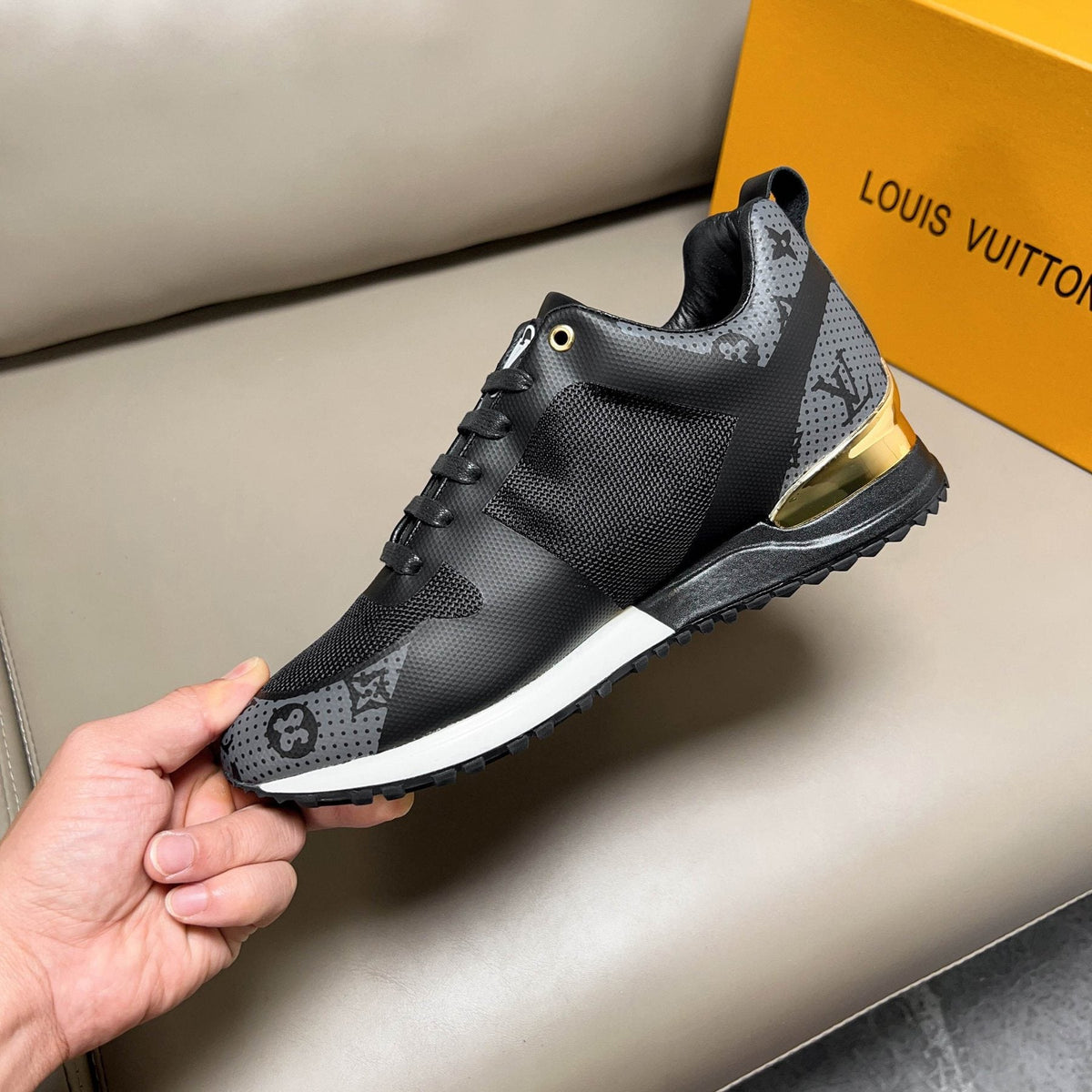 Louis Vuitton Patterned Panel Sneakers — side