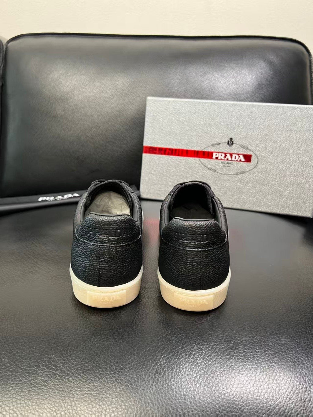 Prada Triangle Logo Low-Top Sneakers — back