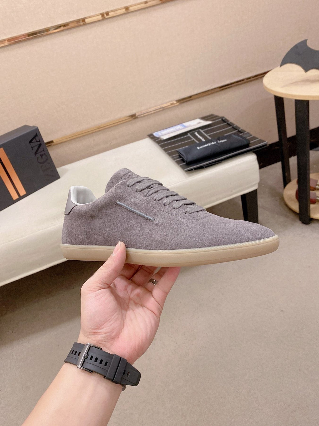 ZEGNA Gray Low-Top Sneakers — side