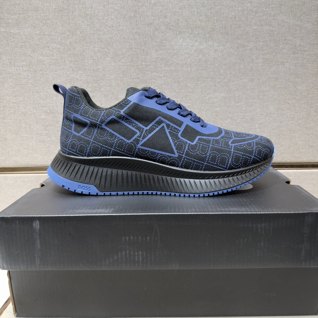 BOSS Navy Blue and Black Low-Top Sneakers — side