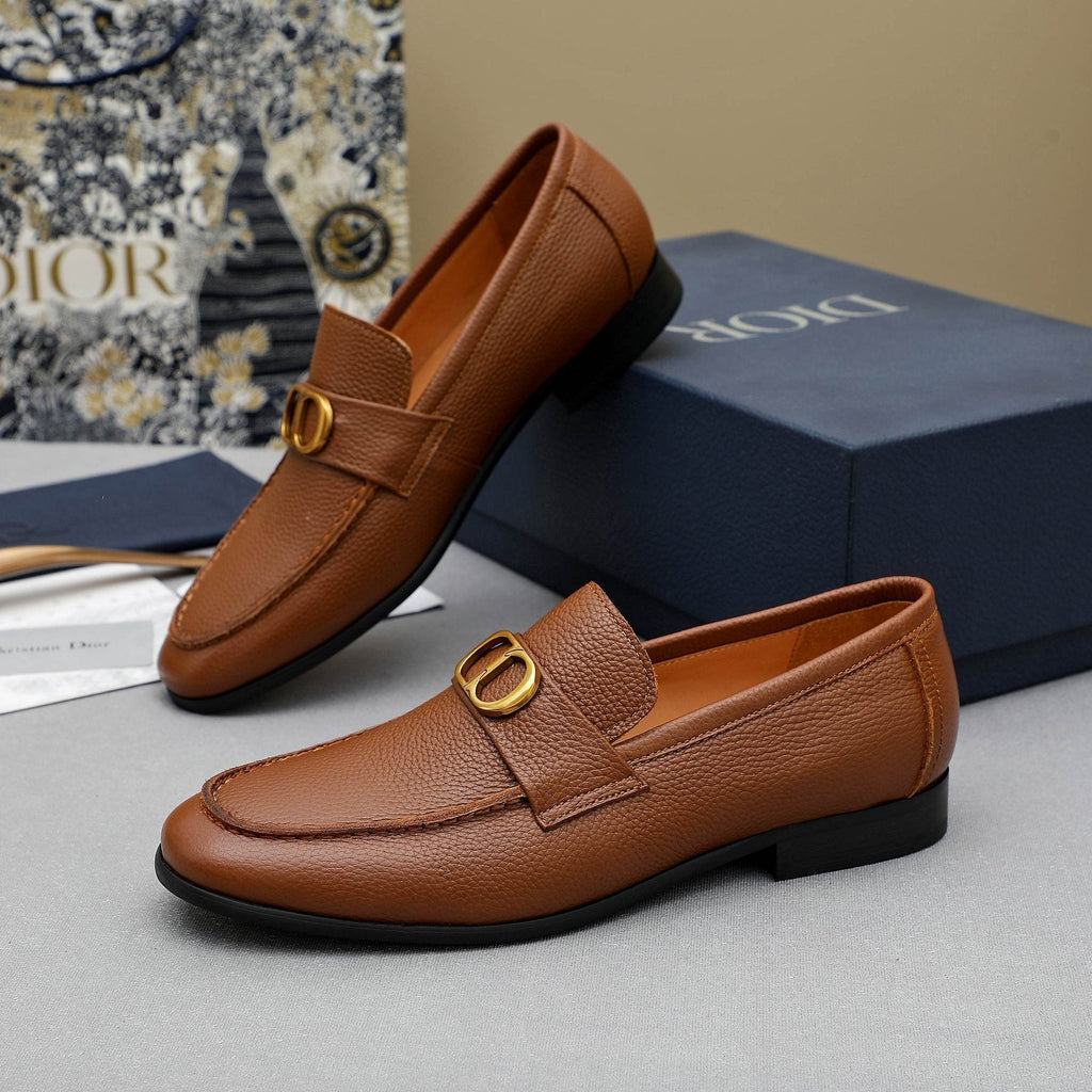 Dior Pebbled Leather Hardware Loafers — side
