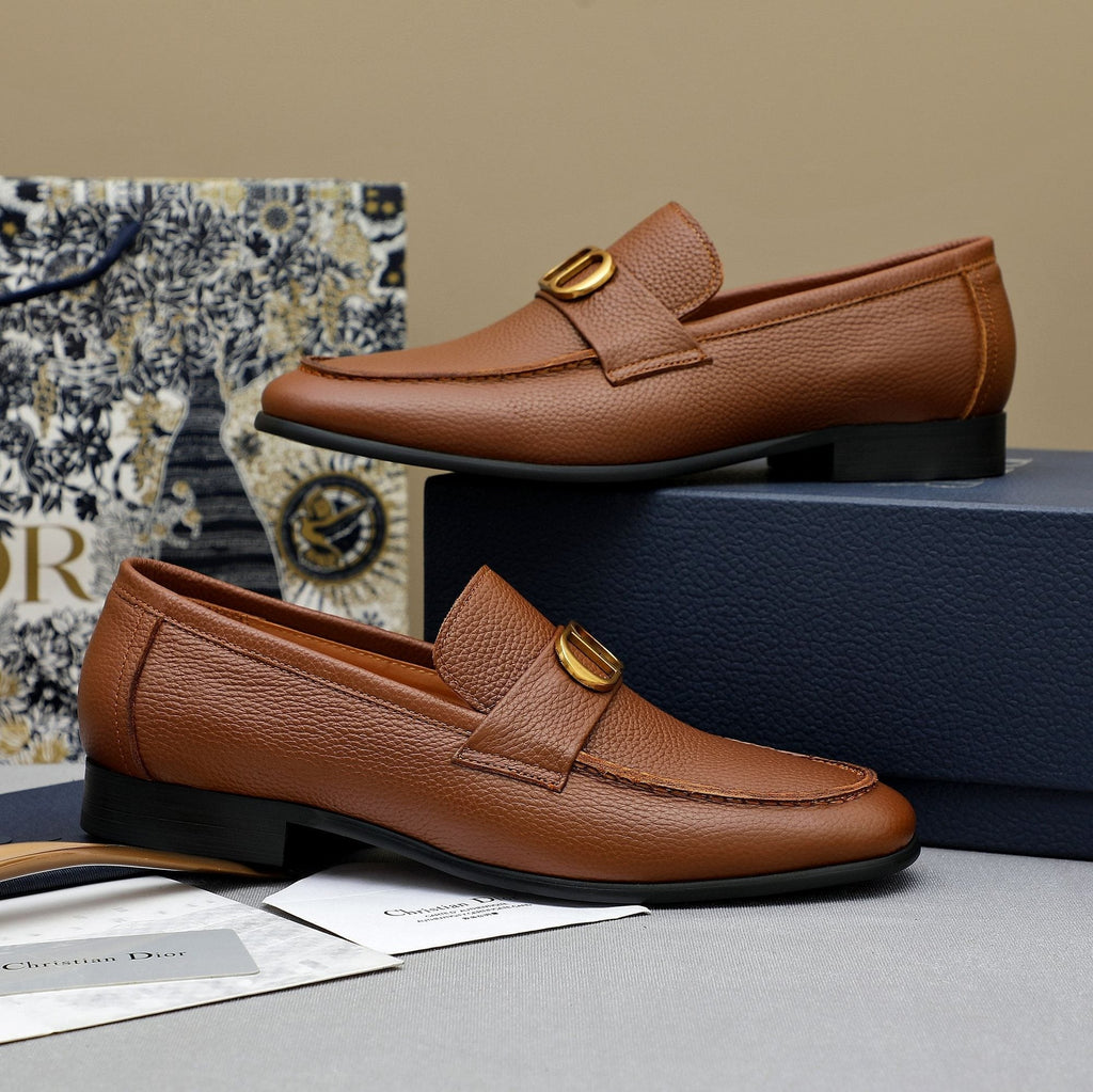 Dior Pebbled Leather Hardware Loafers — hero