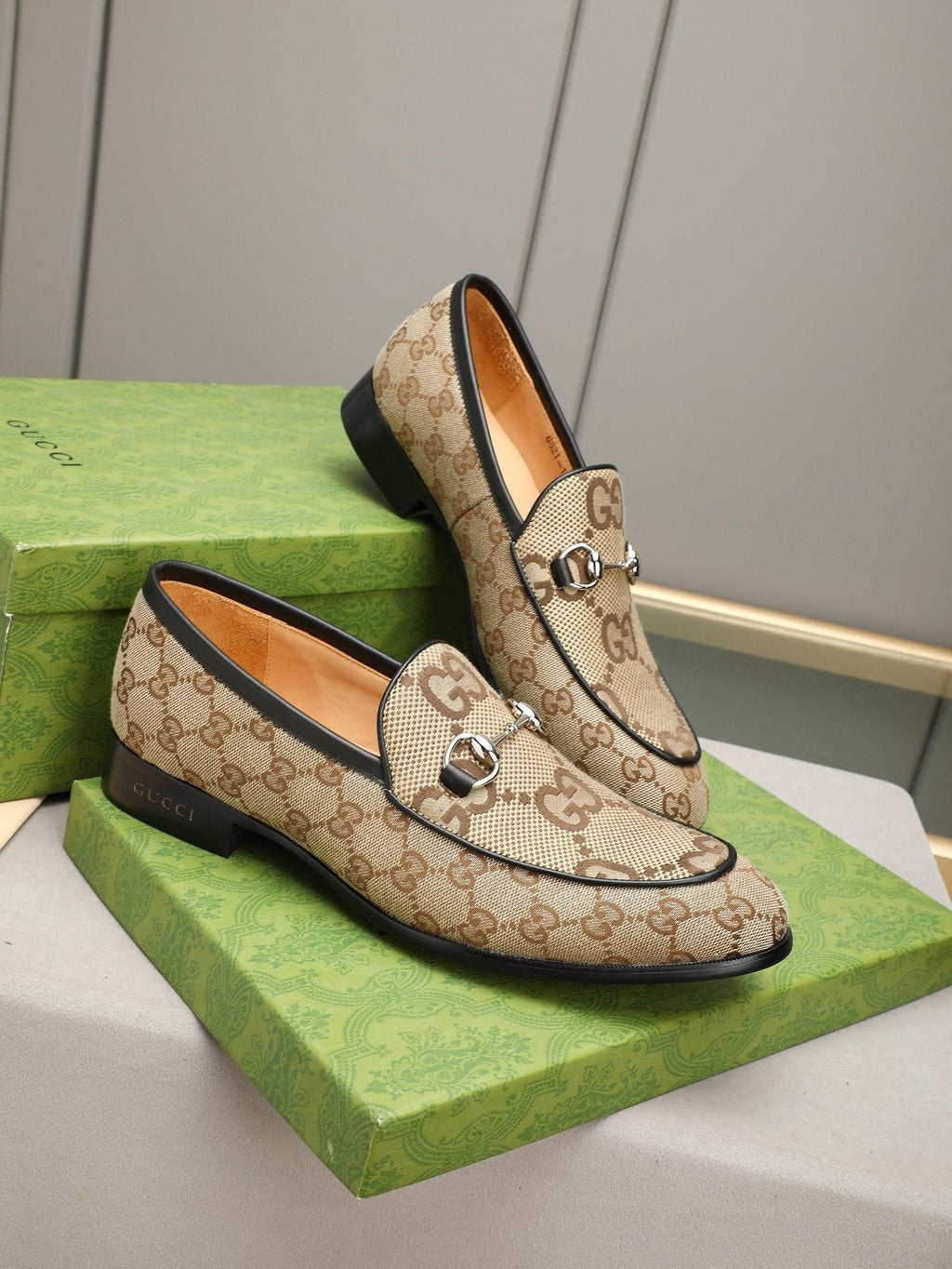 Gucci Monogram Bit Loafers — front