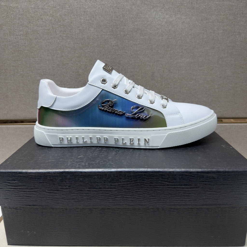 Philipp Plein Navy Iridescent Panel Sneakers — side
