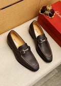 Ferragamo Pebble Leather Buckle Loafers — hero