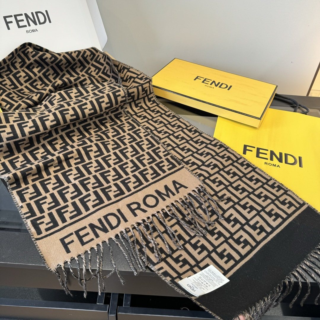 Fendi FF-Pattern Fringed Scarf — hero