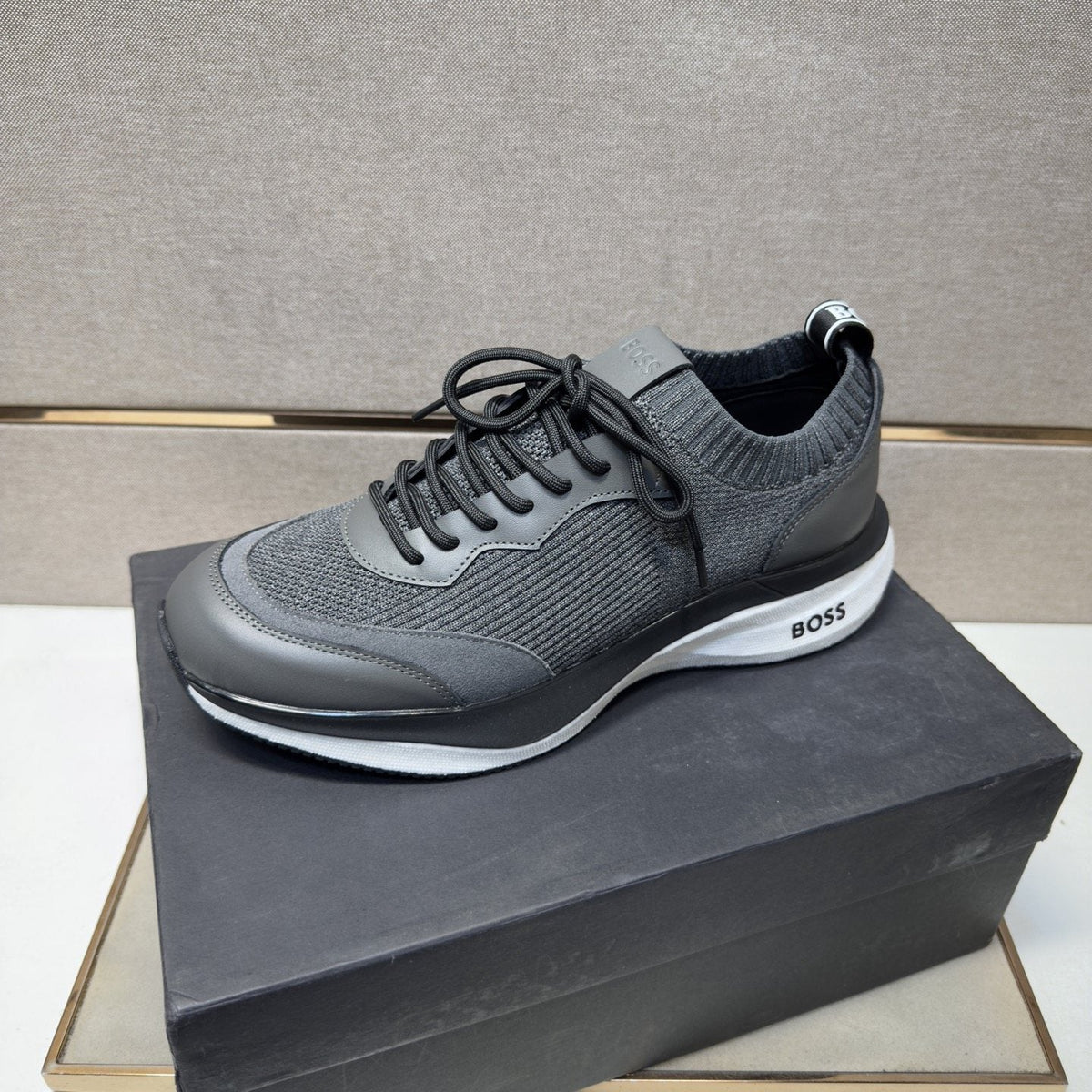 Hugo Boss Mixed-Material Lace-Up Sneakers — side