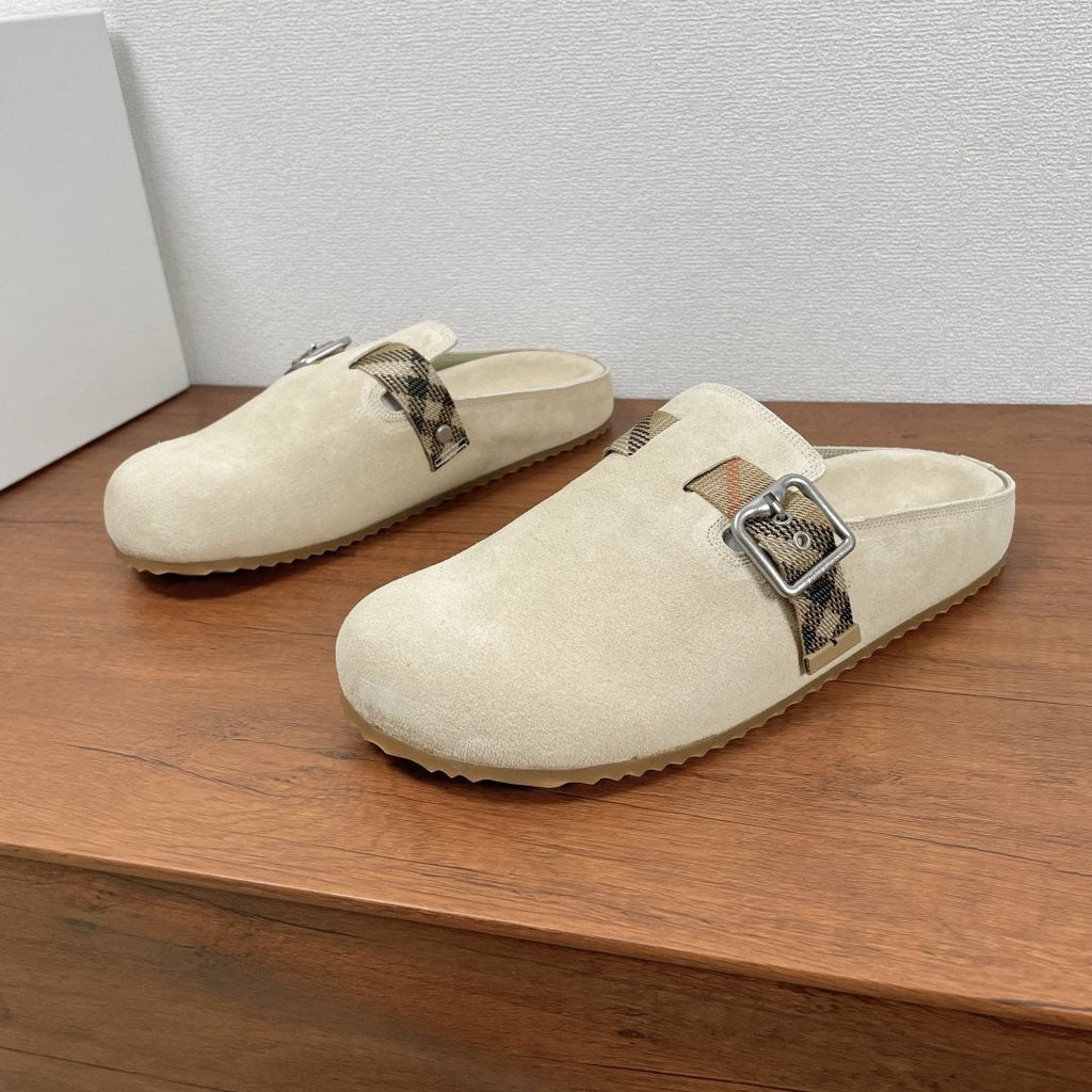 Burberry Powder Blue Check Strap Mule Sandals — hero